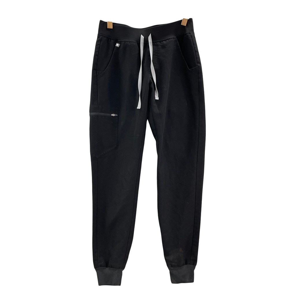 FIGS Zamora Jogger Scrub Pants Womens Small Black W18SW2005 Cargo Pocket Medical